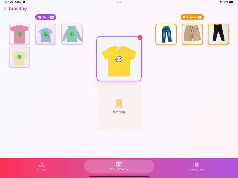 Outfit assembly view